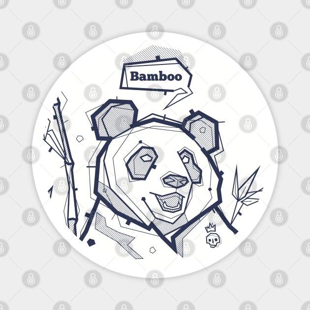 Graffiti Art Style line art Panda Bear Magnet by NJORDUR